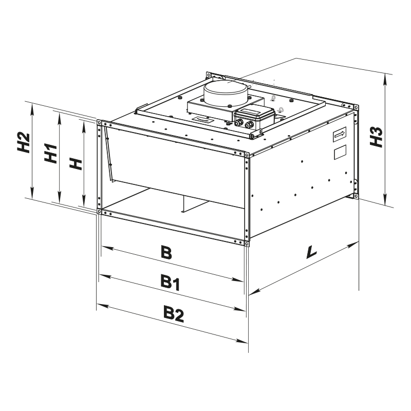 Вентс ВКП 800x500 Л3 ЕС - Размеры