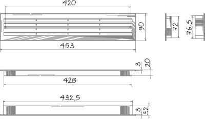 Вентс Decor 455x91T-2 - Розміри