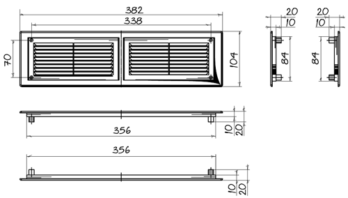 Вентс Decor 380x104T-2 - Розміри