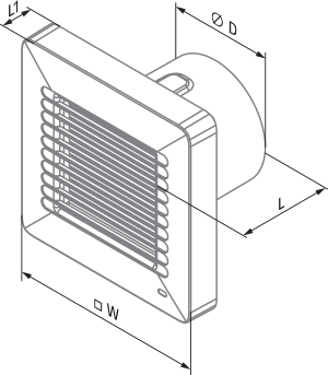 Вентс Q-Matic 100 SH - Розміри